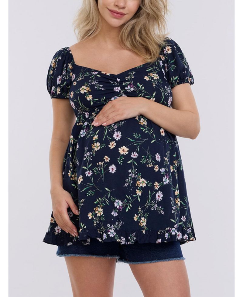 Women's Off the Shoulder Short Sleeve Babydoll Top - Motherhood