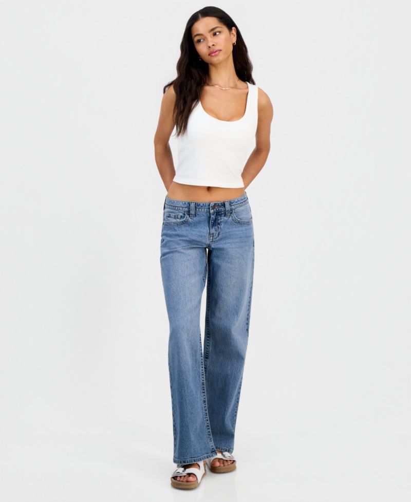 Juniors' Low-Rise V-Waist Inner Beauty Baggy Straight Jeans