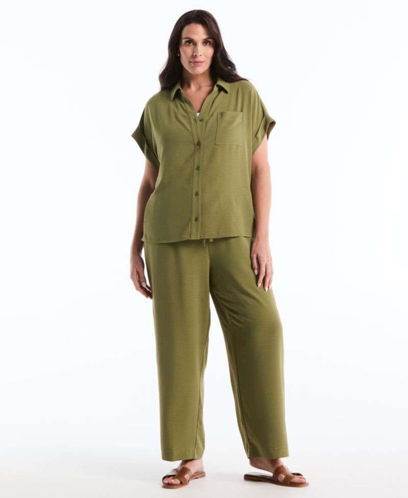 Plus Size Drawstring Wide-Leg Pants