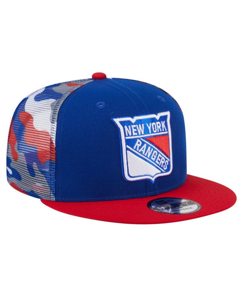 Men's Blue/Red New York Rangers Camo Meshback 9FIFTY Snapback Hat