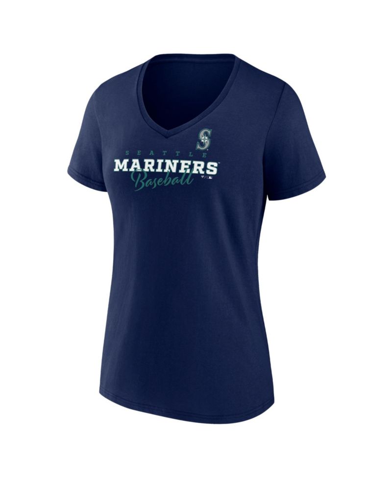 Women's Navy Seattle Mariners Back in Business V-Neck T-Shirt