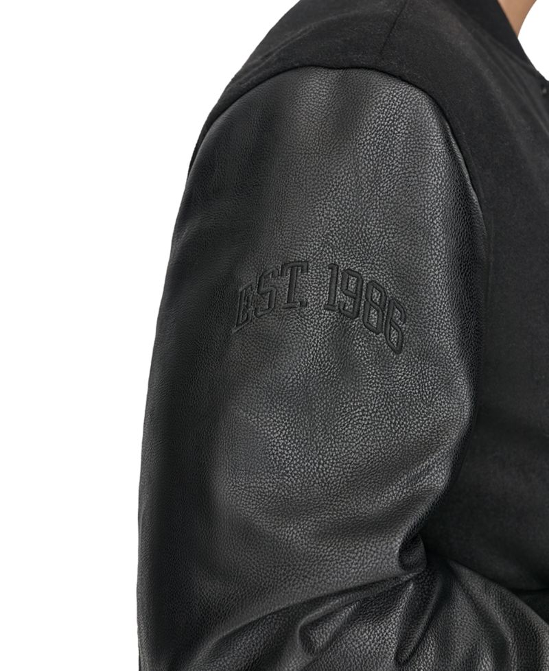 Men's Mixed-Media Varsity D Bomber Jacket