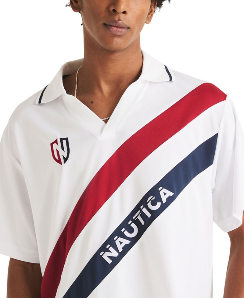 Men's Diagonal Blocking Johnny Collar Polo Shirt