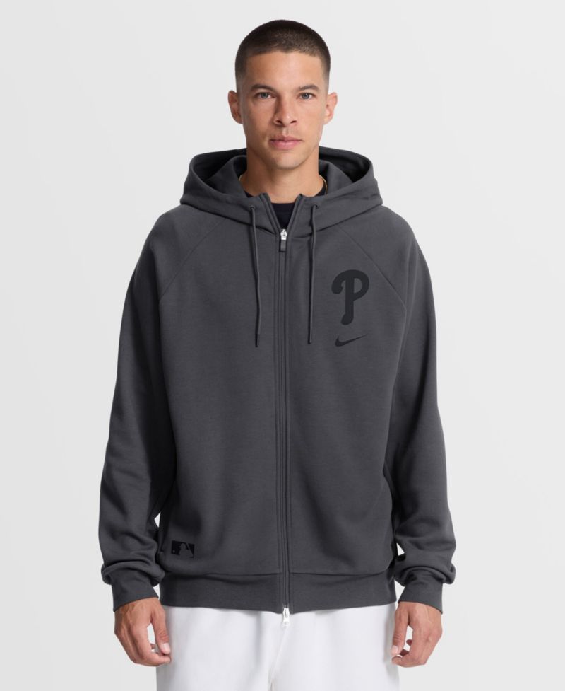 Men's Anthracite Philadelphia Phillies Authentic Collection Player Raglan Dri-FIT Full-Zip Hoodie