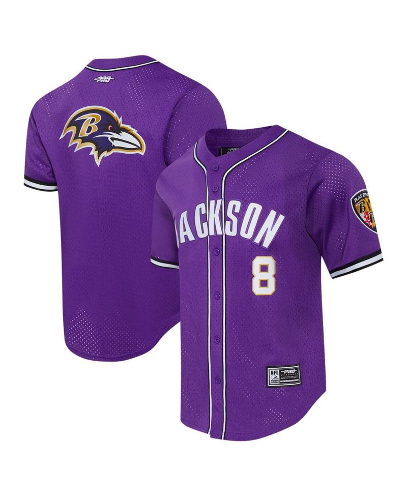 Men's Lamar Jackson Purple Baltimore Ravens Mesh Button-Up Baseball Jersey