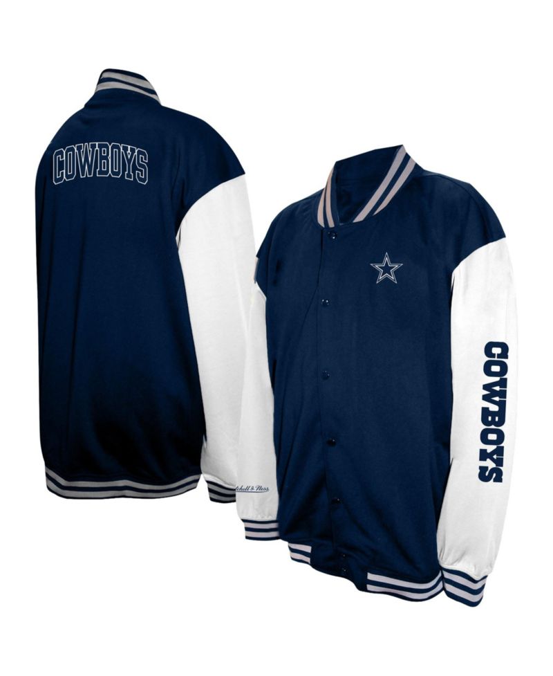Men's Navy Dallas Cowboys Big & Tall Full-Snap Varsity Jacket