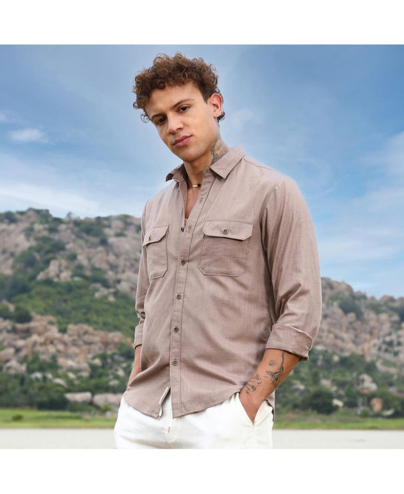 Men's Peanut Brown Heathered Utility Shirt
