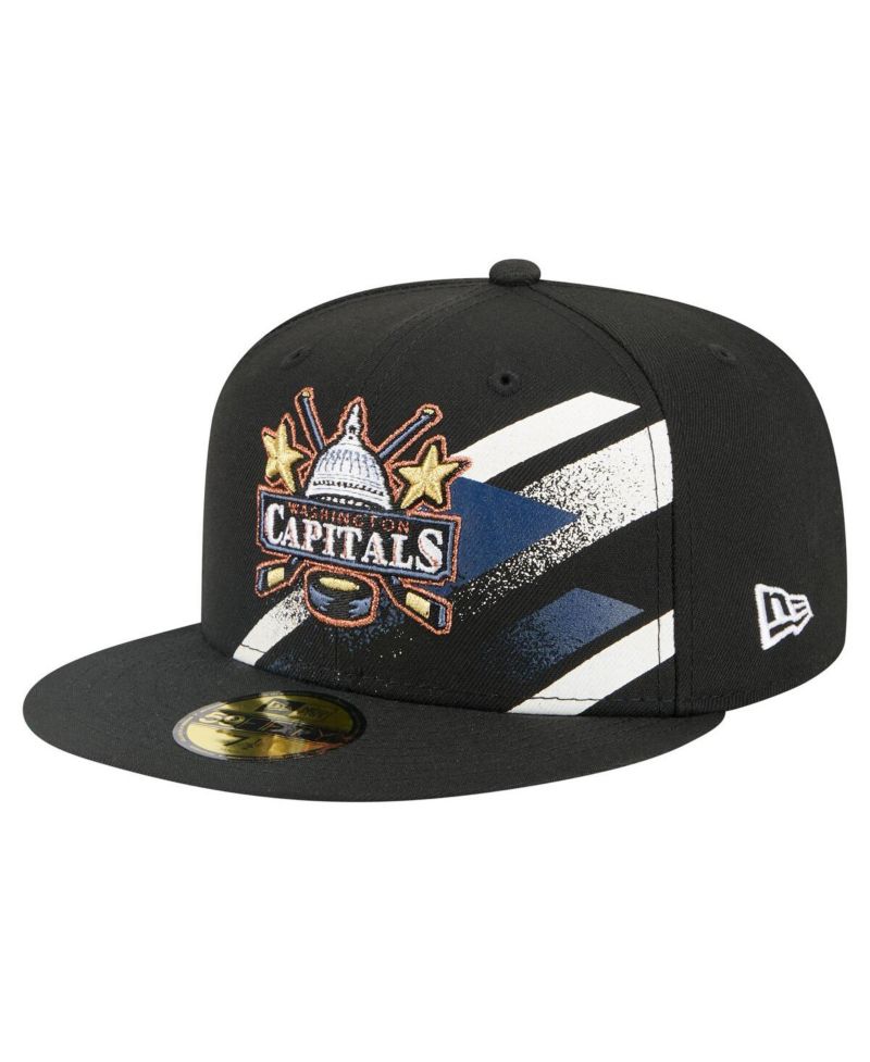 Men's Black Washington Capitals Faded Lines 59FIFTY Fitted Hat