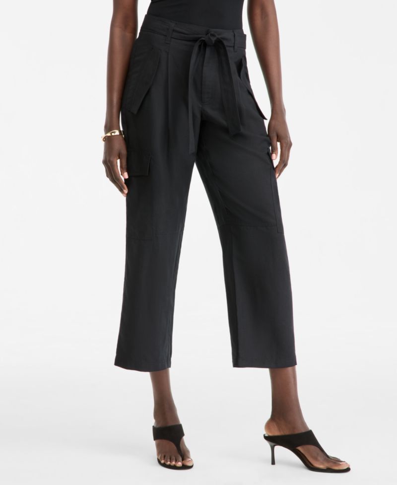 Women's Cropped Belted Cargo Pants