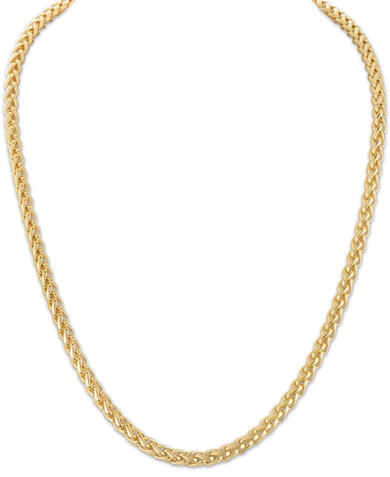 Wheat Link Chain Necklace in 14k Gold-Plated Sterling Silver