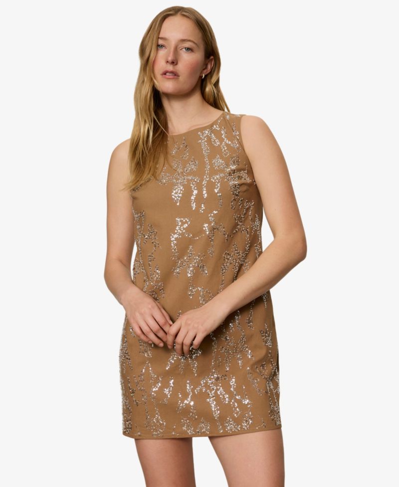 Women's Embellished Crewneck Straight Shift Dress