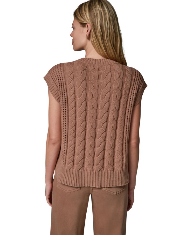 Women's Sleeveless Cable-Knit Boxy Sweater Vest