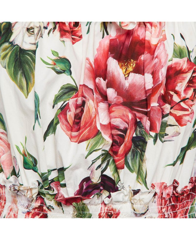 Women's Pre-Owned Dolce and Gabbana Floral Print Cotton Ruffled Dress