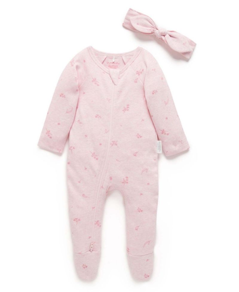 Baby Girls Zip Coverall & Headband Set