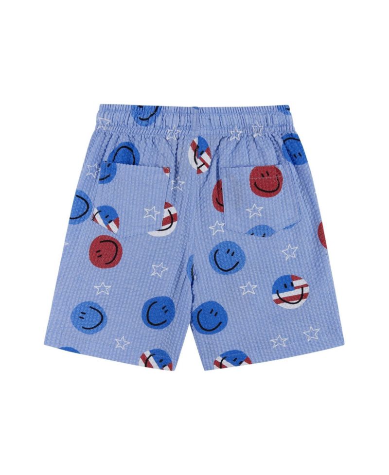 Toddler Boys Short Sleeve Patriotic Smile Seersucker Set