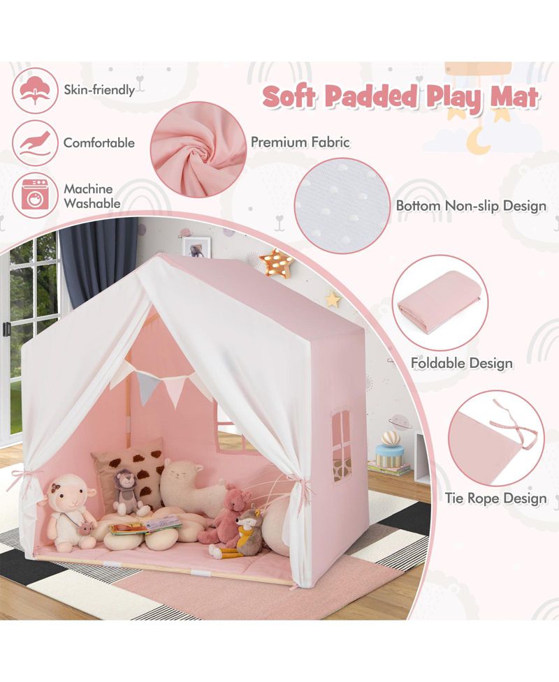 Indoor-Outdoor Play Tent with Washable Mat, 3-Piece Set