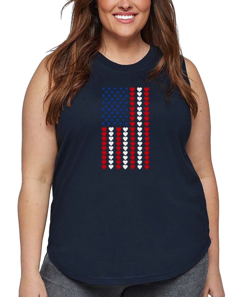 Plus Size Heart Flag Word Art Tank Top