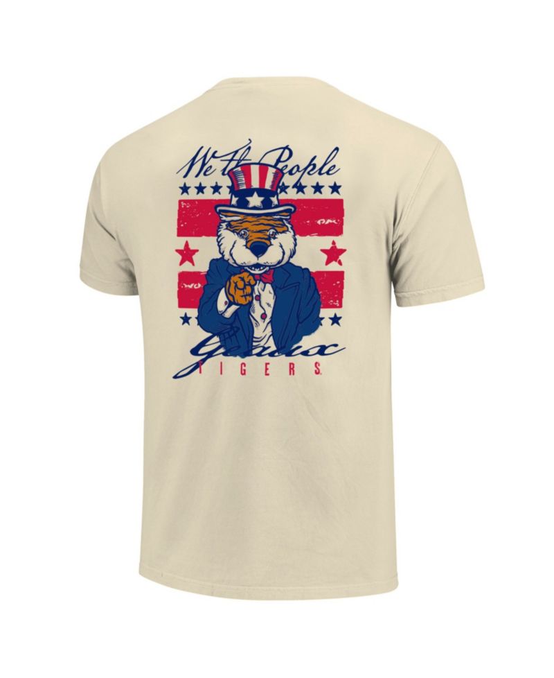 Men's Cream LSU Tigers Uncle Sam Mascot T-Shirt
