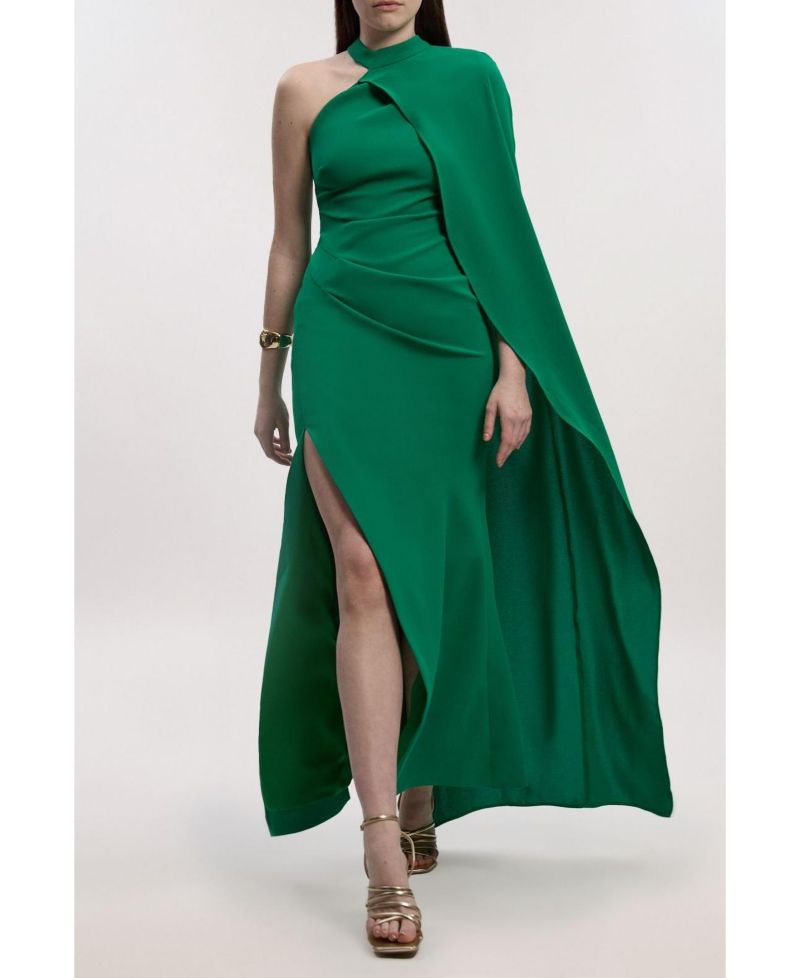 Women's One Shoulder Cape Sleeve Maxi Dress