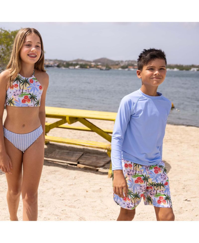 Big Boys Seaside Blue LS Rash Top