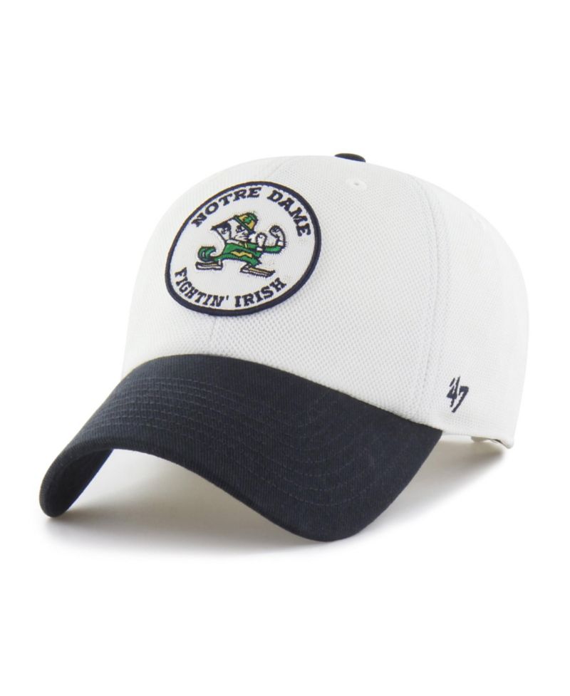 Men's and Women's '47 White/Navy Notre Dame Fighting Irish Pique Patch Clean Up Adjustable Hat
