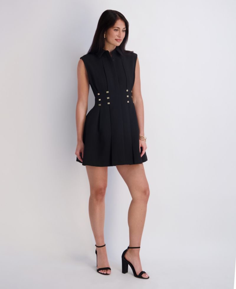 Women's Collared Bonded Gab Mini Dress