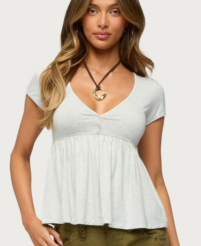 Women's Chere V-Neck Ruched-Bust Babydoll Top