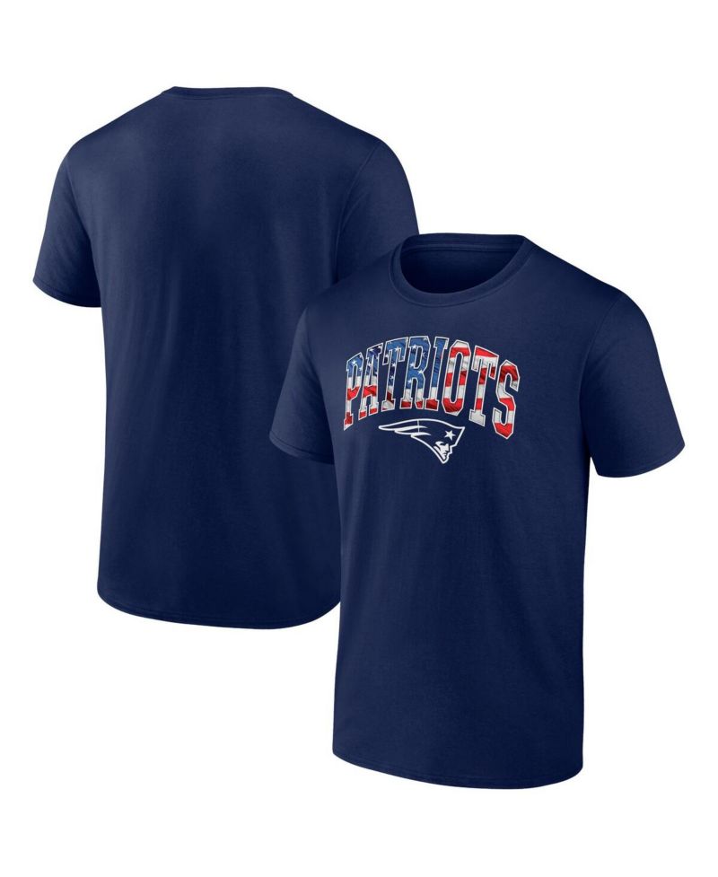 Men's Navy New England Patriots Banner Wave Logo T-shirt