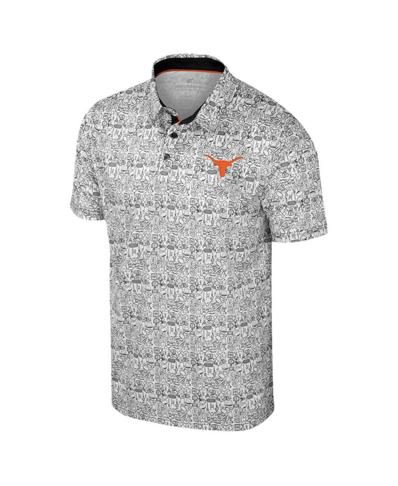 Men's Black/White Texas Longhorns Big & Tall Allover Polo Shirt