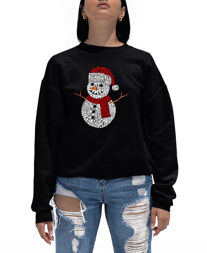 Women's Christmas Snowman Word Art Crewneck Sweatshirt