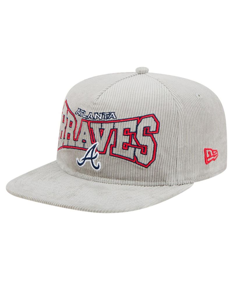 Men's Gray Atlanta Braves Corduroy Golfer Snapback Hat