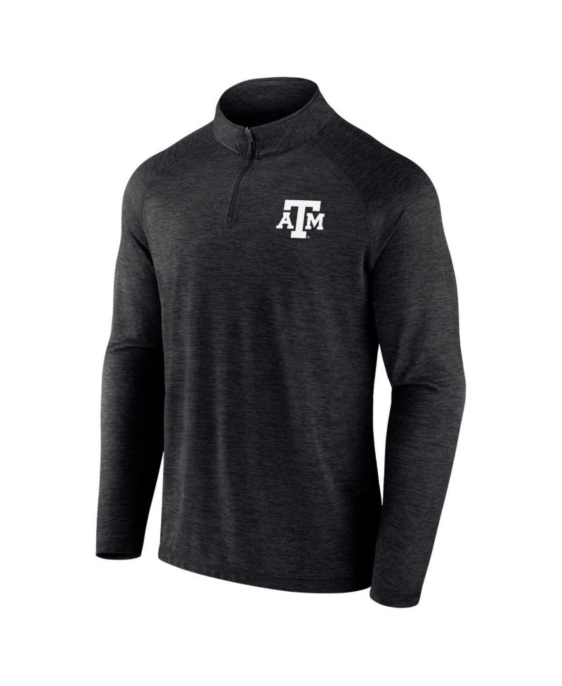 Men's Charcoal Texas A&M Aggies Primary Logo Raglan Quarter-Zip Hoodie