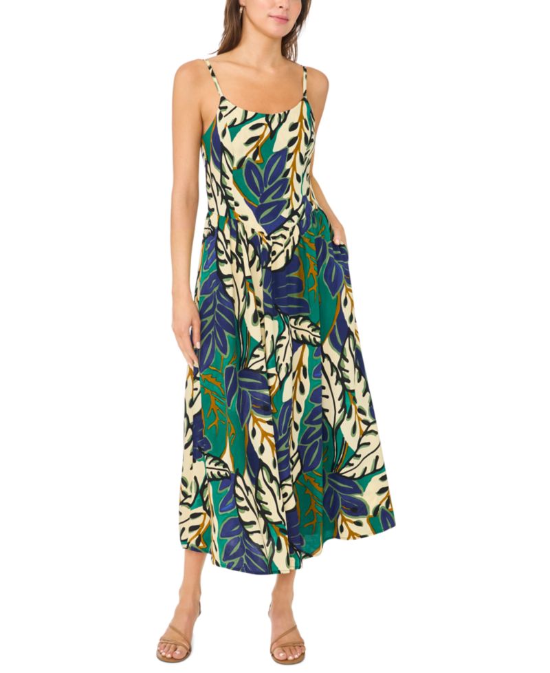Women's Floral Print Smocked Back Maxi Dress