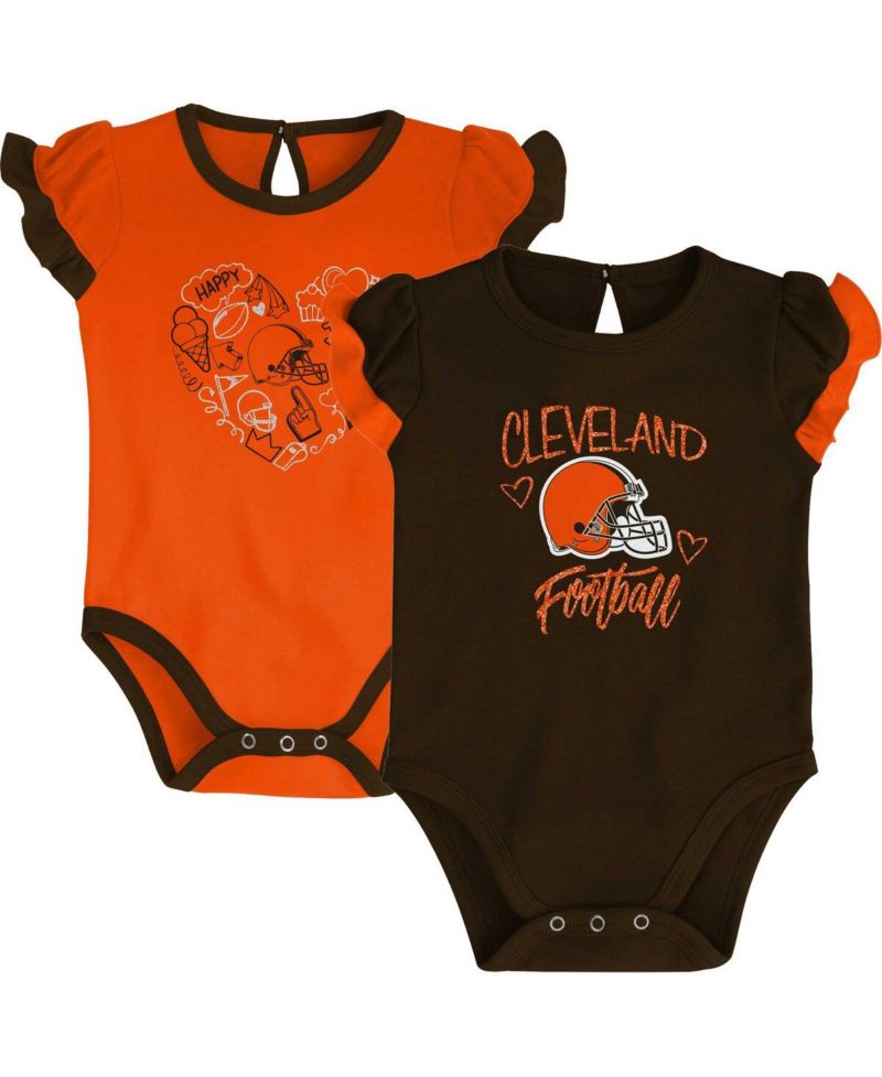 Newborn and Infant Boys and Girls Brown, Orange Cleveland Browns Too Much Love Two-Piece Bodysuit Set
