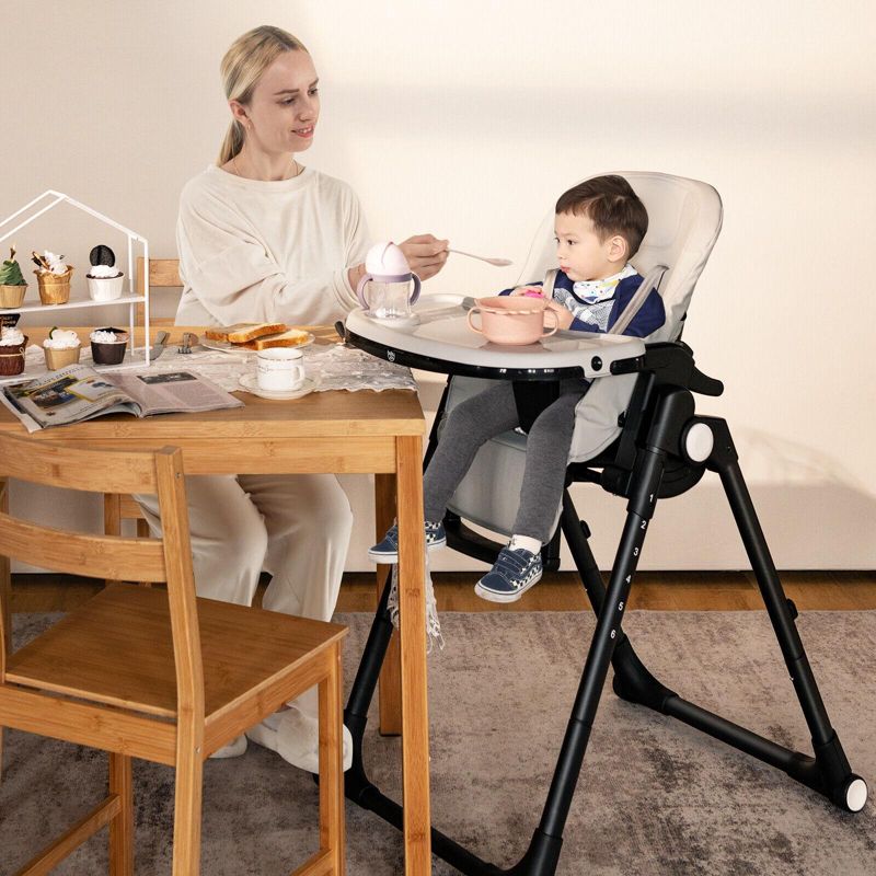 4-in-1 Baby High Chair with 6 Heights and Foldable Frame