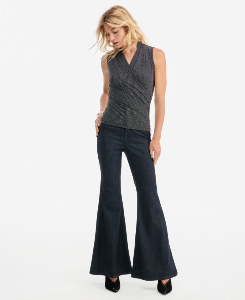 Women's Ruched Mesh V-Neck Surplice Tank