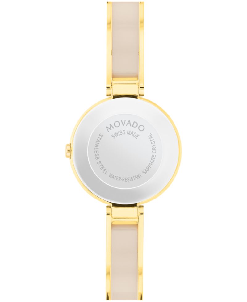 Women's Moda Swiss Quartz Taupe Ceramic Gold-Tone Yellow PVD Watch 24mm
