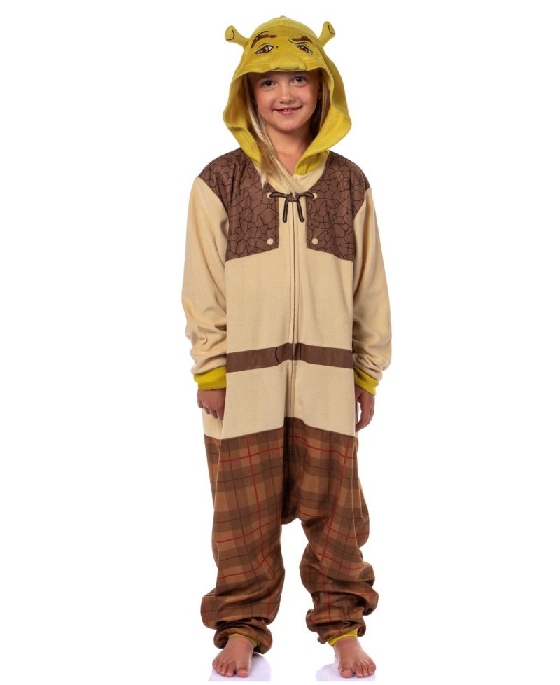 DreamWorks Boys' 4- 16 Character Ogre Union Suit Sleep Kids Hooded Pajama