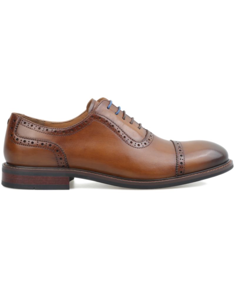 Men's Genuine Leather Cap-Toe Brogue Dress Shoes