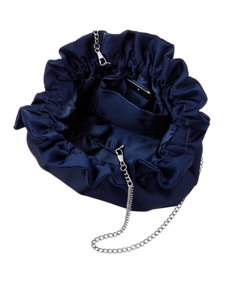 Satin Gathered Crossbody Pouch Bag