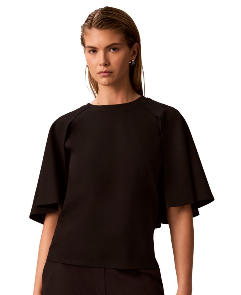 Women's Crewneck Short-Sleeve Cape-Sleeve Blouse