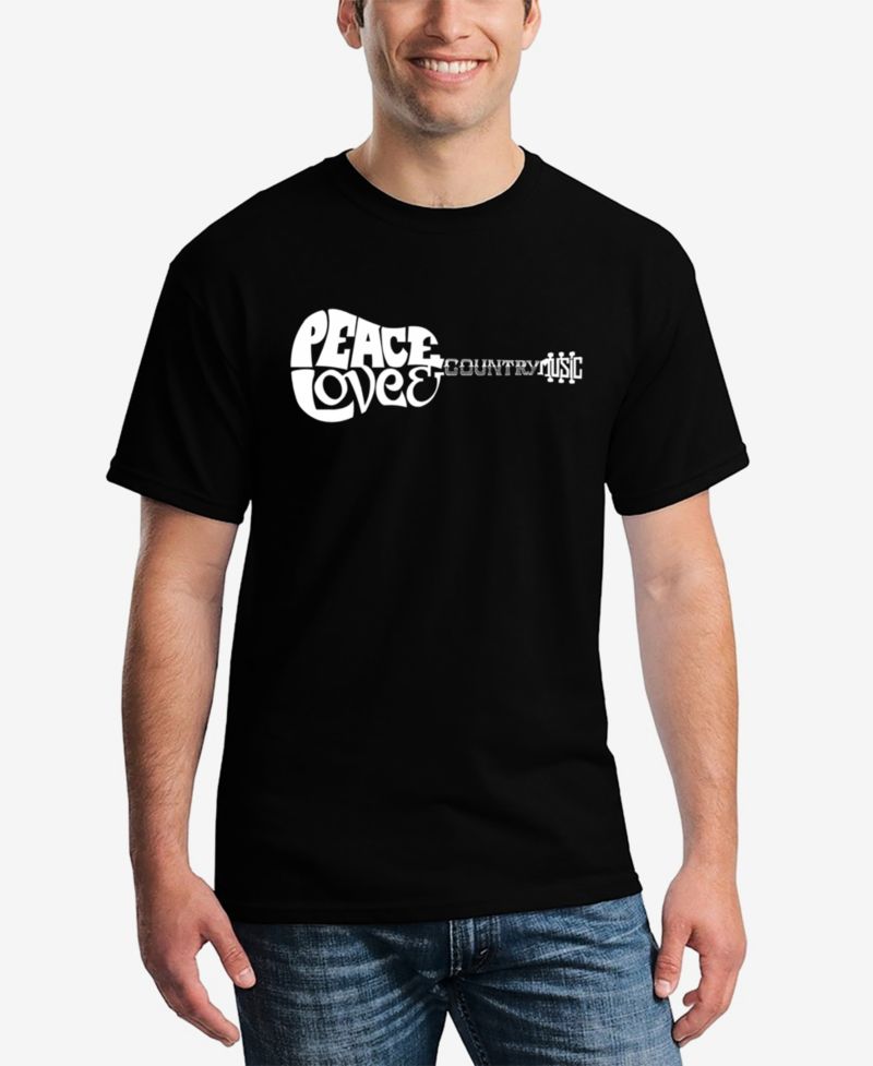 Men's Word Art Peace Love Country Short Sleeve T-shirt