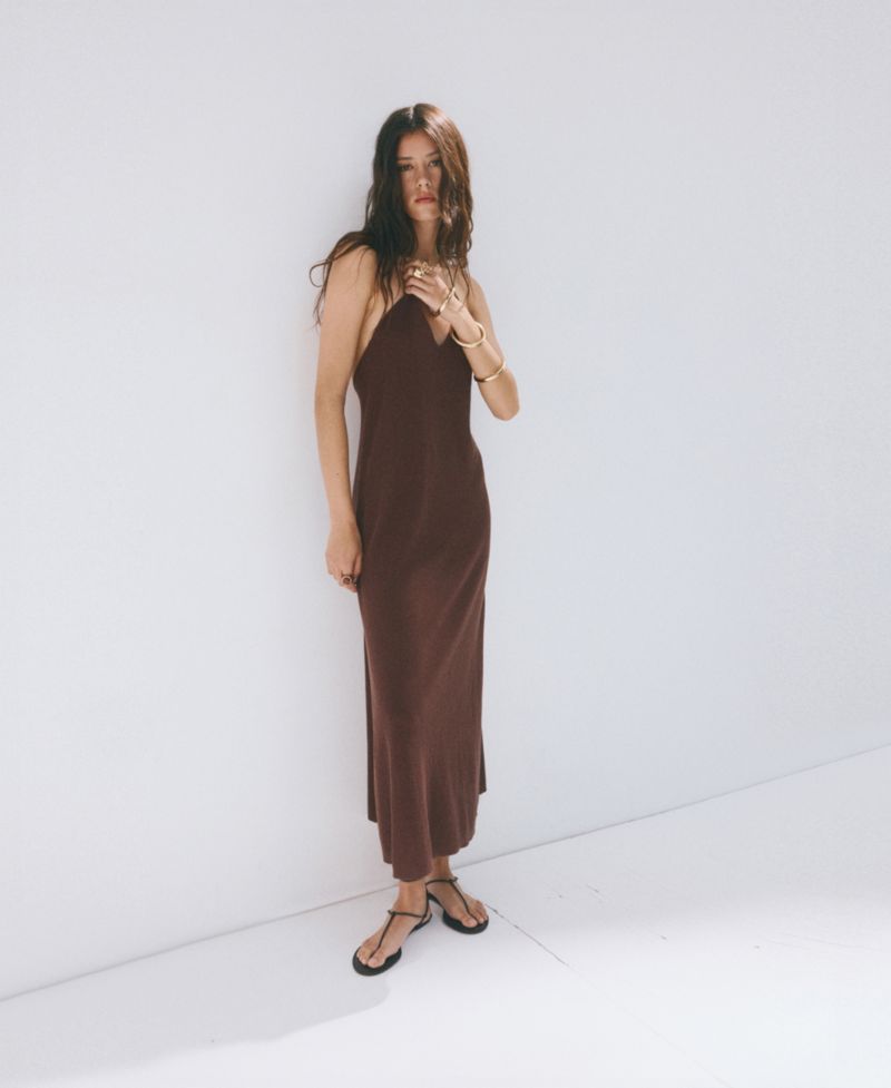 Women's Beads Knit V-Neck Dress