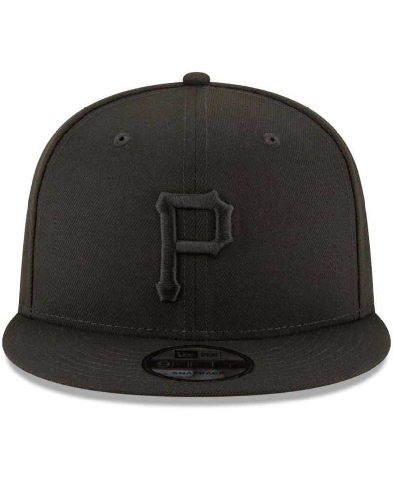 Pittsburgh Pirates Black On Black 9Fifty Team Snapback Adjustable Black Hat