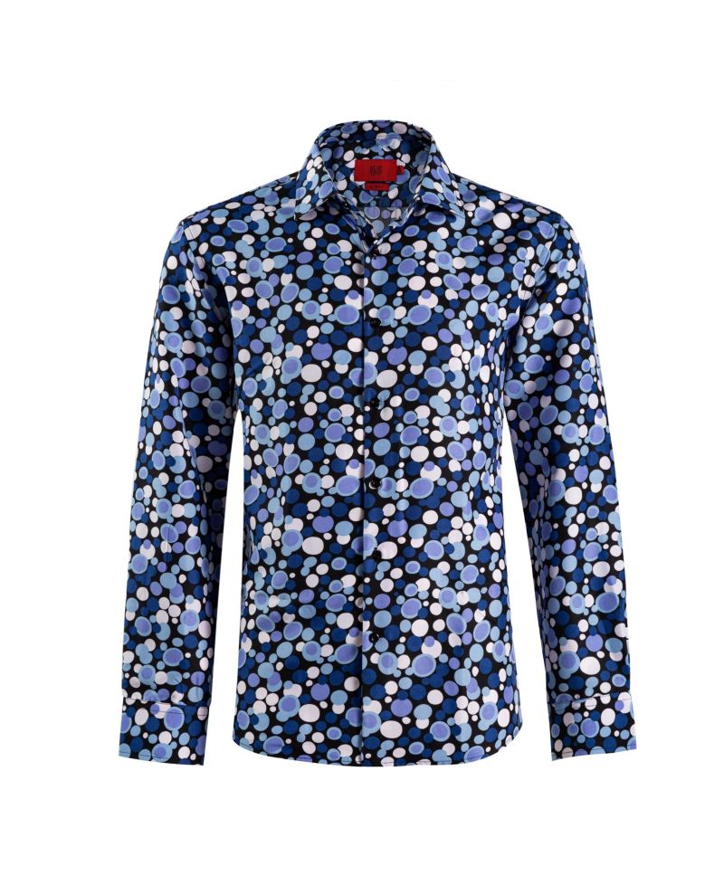 Big Boys Black Slim Fit Dotted Dress Shirt