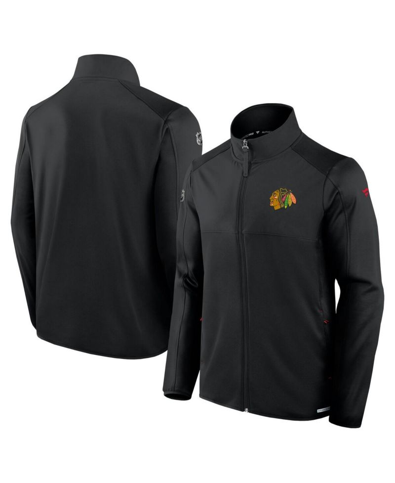 Men's Black Chicago Blackhawks Authentic Pro Rink Fleece Full-Zip Jacket