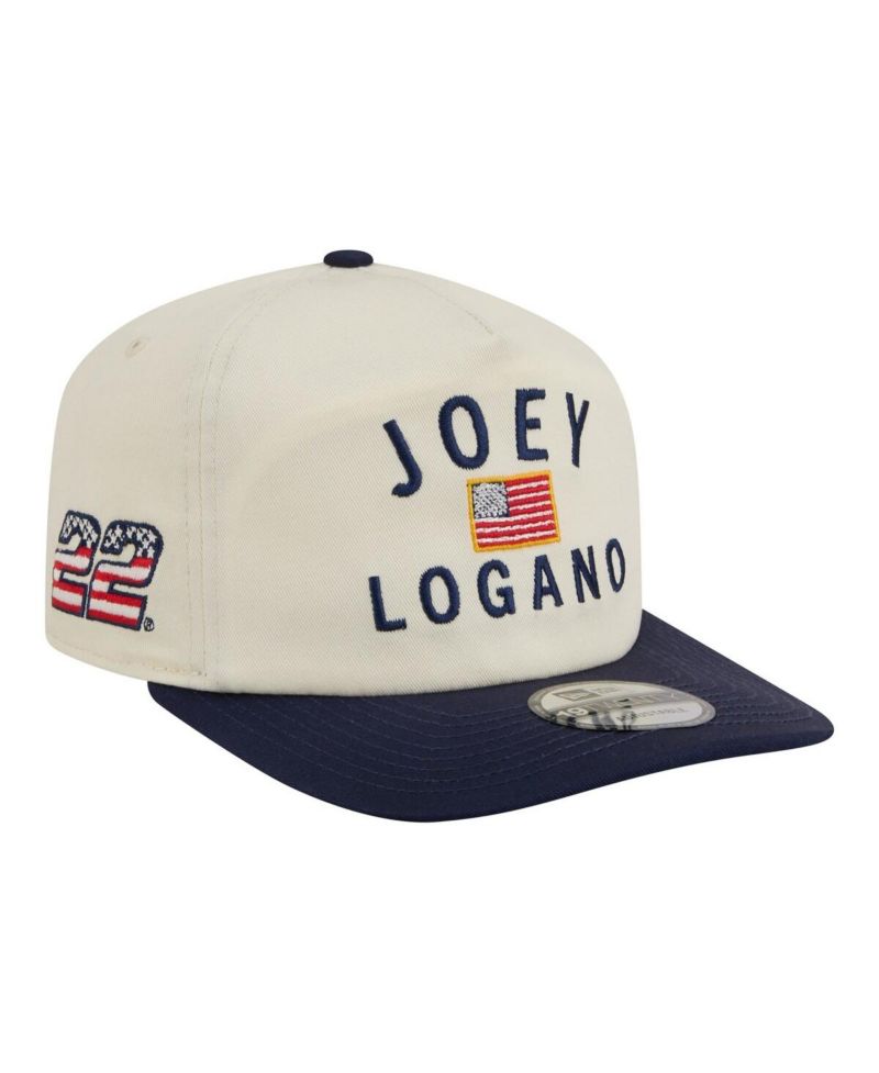 Men's Cream/Navy Joey Logano Flag 19TWENTY Adjustable Hat