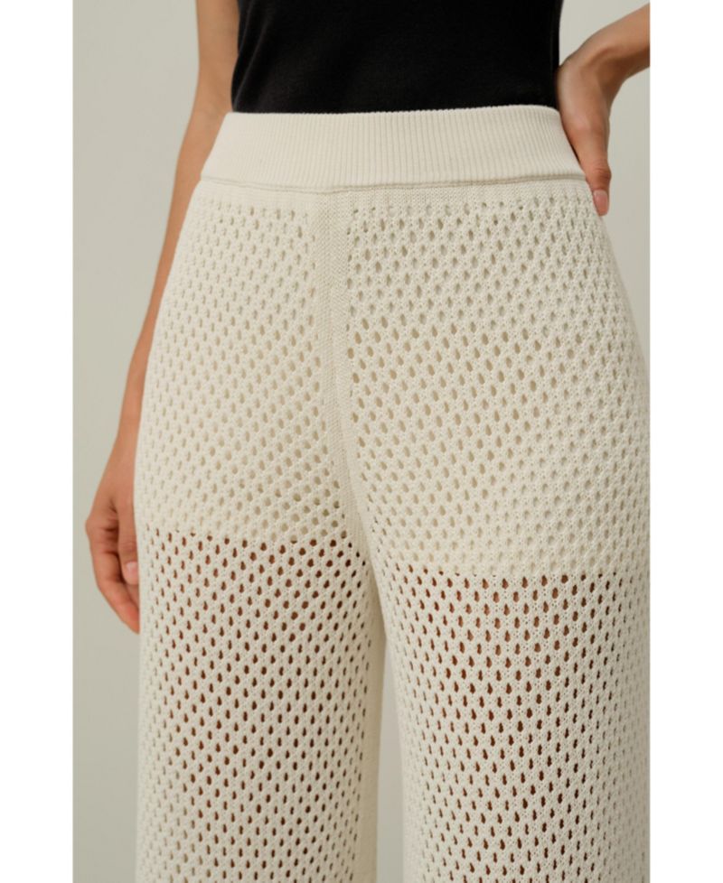 Women's Toscana Wide-Leg Pull-On Pointelle Pants