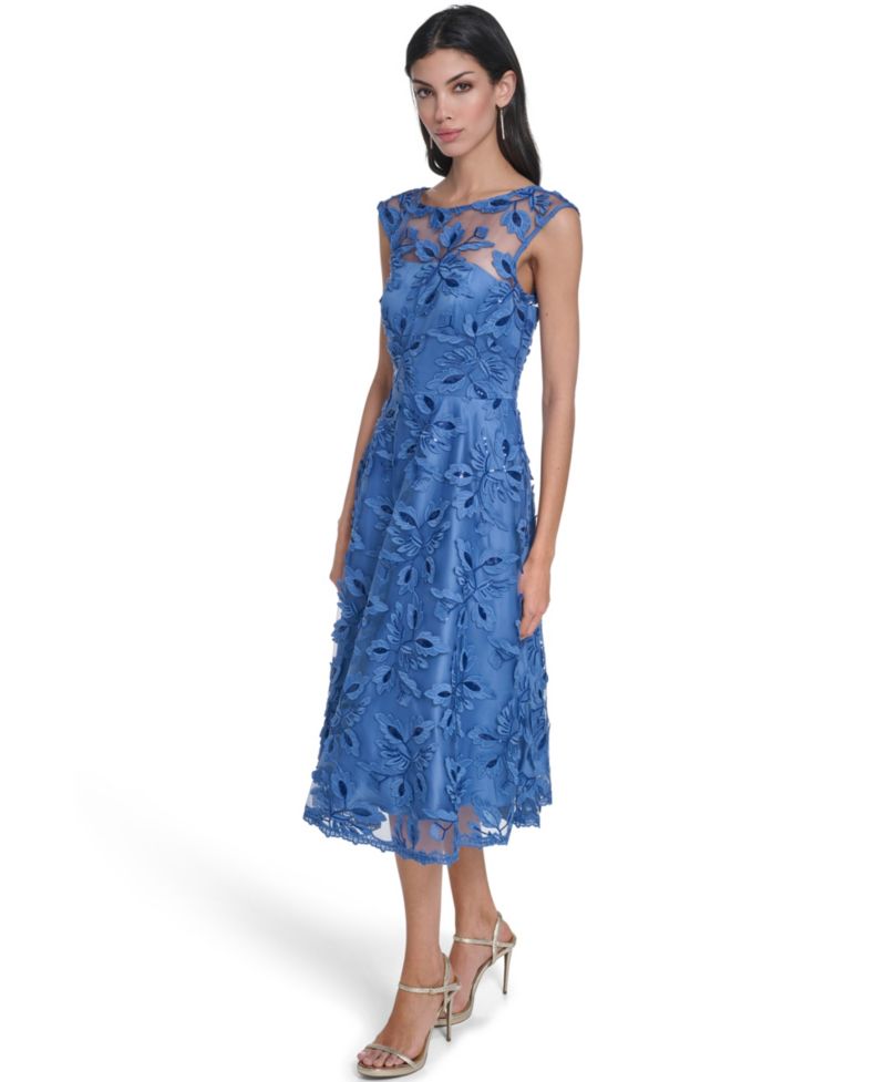 Women's Illusion Boat Neck Dress