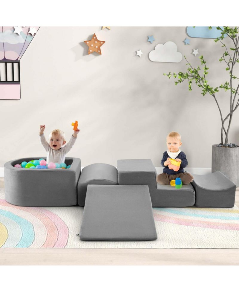 5PCS Climb and Crawl Playset with Ball Pit for Kids Zippers for
